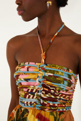 Multicolor Tropical Painting Lenzing Ecovero Euroflax Midi Dress - FARM Rio TROPICAL PAINTING MULTICOLOR