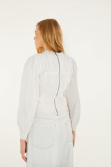 Off-White Crew Neck Long Sleeve Crochet Blouse - FARM Rio OFF-WHITE