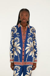 Blue Luna Collared Lenzing Ecovero Viscose Pajama Shirt - FARM Rio LUNA BLUE