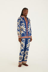 Blue Luna Collared Lenzing Ecovero Viscose Pajama Shirt - FARM Rio LUNA BLUE