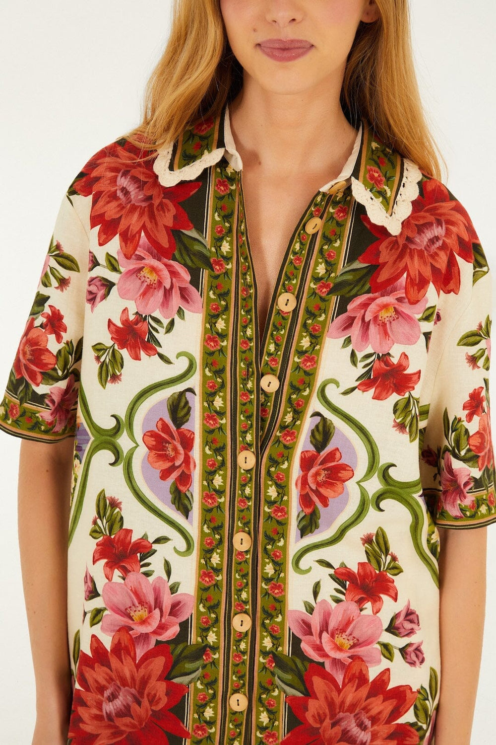 Sand Wonder Rio Crochet Lenzing Ecovero Euroflax Unisex Shirt - FARM Rio WONDER RIO SAND