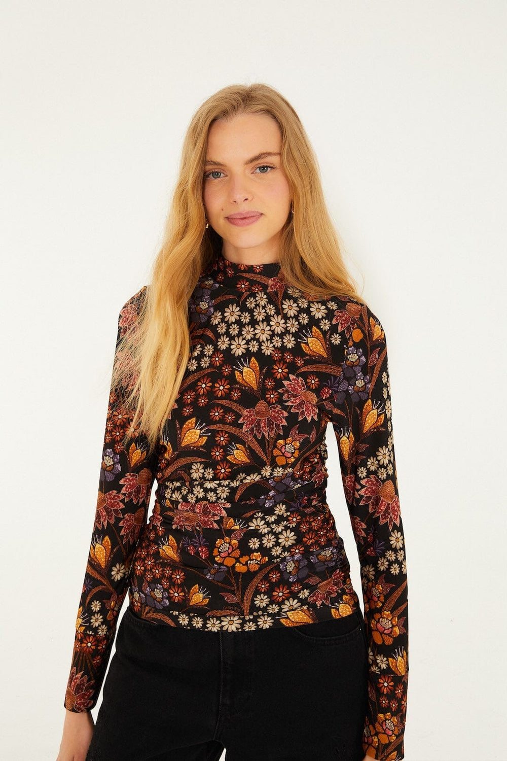 Black Lili Jersey Blouse - FARM Rio LILI BLACK