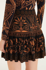 Black Cornely Ainika Lenzing™ Ecovero™ Viscose Mini Skirt - FARM Rio CORNELY AINIKA BLACK