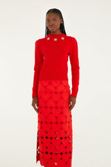 Red Hearts Euroflax Premium Linen Midi Skirt - FARM Rio RED