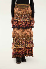 Mixed Scarves Ruffled Maxi Skirt - FARM Rio MIXED SCARVES