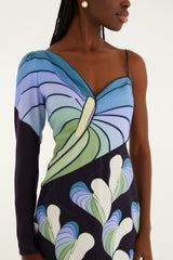 Black Lovely Anthurium One-Shoulder Maxi Dress - FARM Rio LOVELY ANTHURIUM BLACK