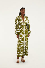 Green Palermo Buttoned Puff Sleeve Maxi Dress - FARM Rio PALERMO GREEN