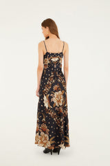 Black Majestic Garden Lenzing™ Ecovero™ Viscose Slip Maxi Dress - FARM Rio MAJESTIC GARDEN BLACK