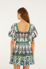 Off-White Manoela Belted Lenzing Ecovero Euroflax Mini Dress - FARM Rio MANOELA OFF-WHITE