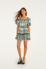 Off-White Manoela Belted Lenzing Ecovero Euroflax Mini Dress - FARM Rio MANOELA OFF-WHITE
