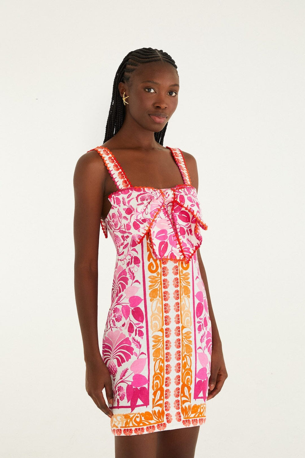 Off-White Santorini Crochet Euroflax Premium Linen Mini Dress - FARM Rio SANTORINI OFF-WHITE