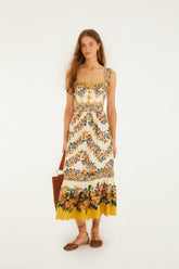 Sand Hilo Stripes Lenzing Ecovero Euroflax Midi Dress - FARM Rio HILO STRIPES SAND
