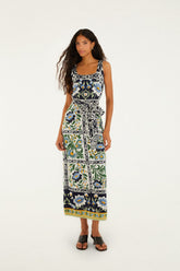 Black Manoela Belted Knit Midi Dress - FARM Rio MANOELA OFF-WHITE