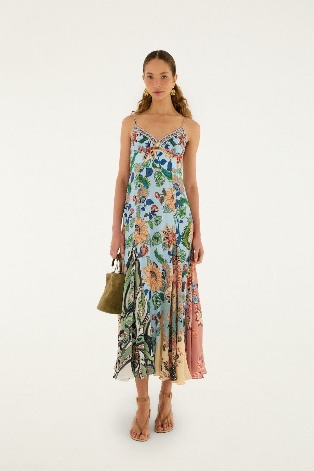 Light Blue Floral Delhi Sleeveless Maxi Dress - FARM Rio FLORAL DELHI LIGHT BLUE