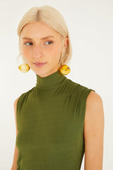 Dark Green High Neck Cut-Out Maxi Dress - FARM Rio DARK GREEN