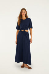 Dark Blue Cut-Out Short Sleeve Maxi Dress - FARM Rio DARK BLUE