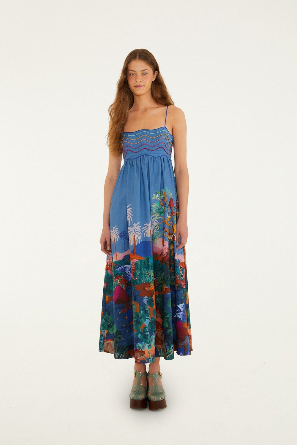 Multicolor Dream Landscape Organic Cotton Sleeveless Maxi Dress - FARM Rio DREAM LANDSCAPE MULTICOLOR