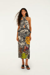 Ruta Beige Embroidered Lenzing Ecovero Euroflax Maxi Dress - FARM Rio RUTA BEIGE