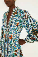 Off-White Flora Tile Lenzing Ecovero Euroflax Maxi Dress - FARM Rio FLORA TILE OFF-WHITE