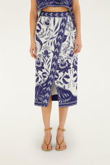 Off-White Nina Lenzing Ecovero Euroflax Wrap Midi Skirt - FARM Rio NINA OFF-WHITE
