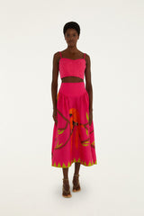 Pink Euroflax Premium Linen Maxi Skirt - FARM Rio PINK