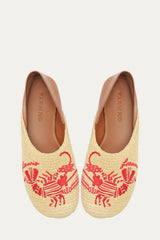 Raffia Flat Loafer - FARM Rio LOBSTER