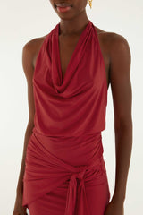 Red Draped Halter Neck Mini Dress - FARM Rio RED