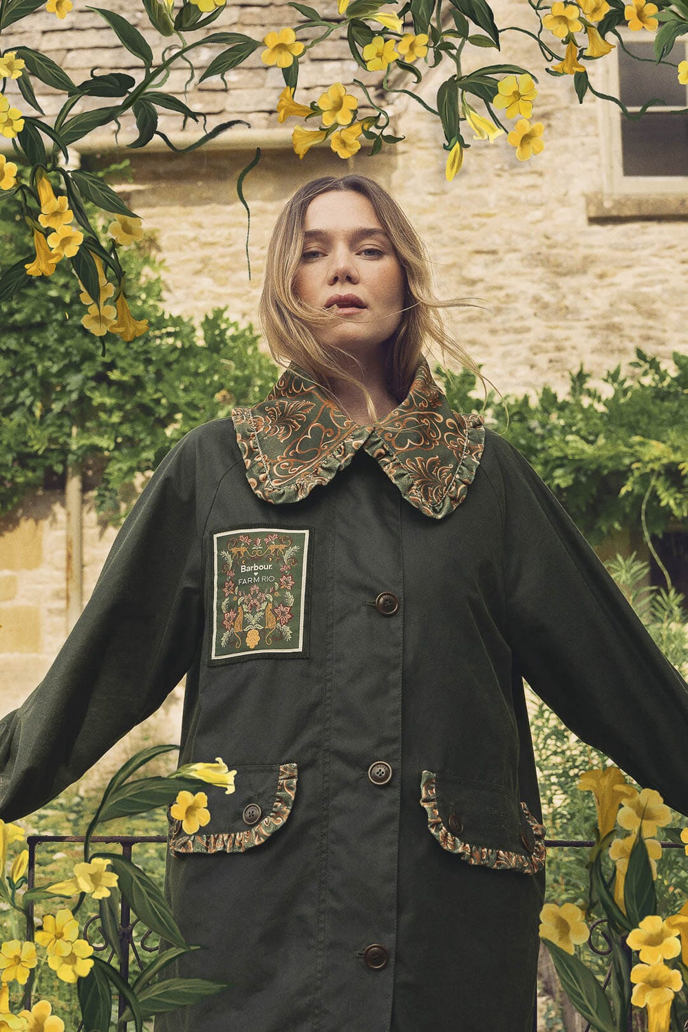 Maria-Clara Waxed Jacket - FARM Rio GREEN