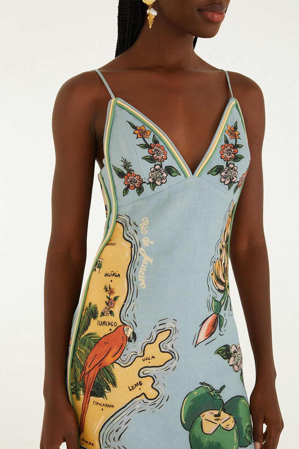 Blue Beaches Path Ballon Mini Dress - FARM Rio BEACHES PATH MULTICOLOR