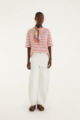 Red Summer In The Tropics Stripes T-Shirt & Scarf - FARM Rio OFF-WHITE