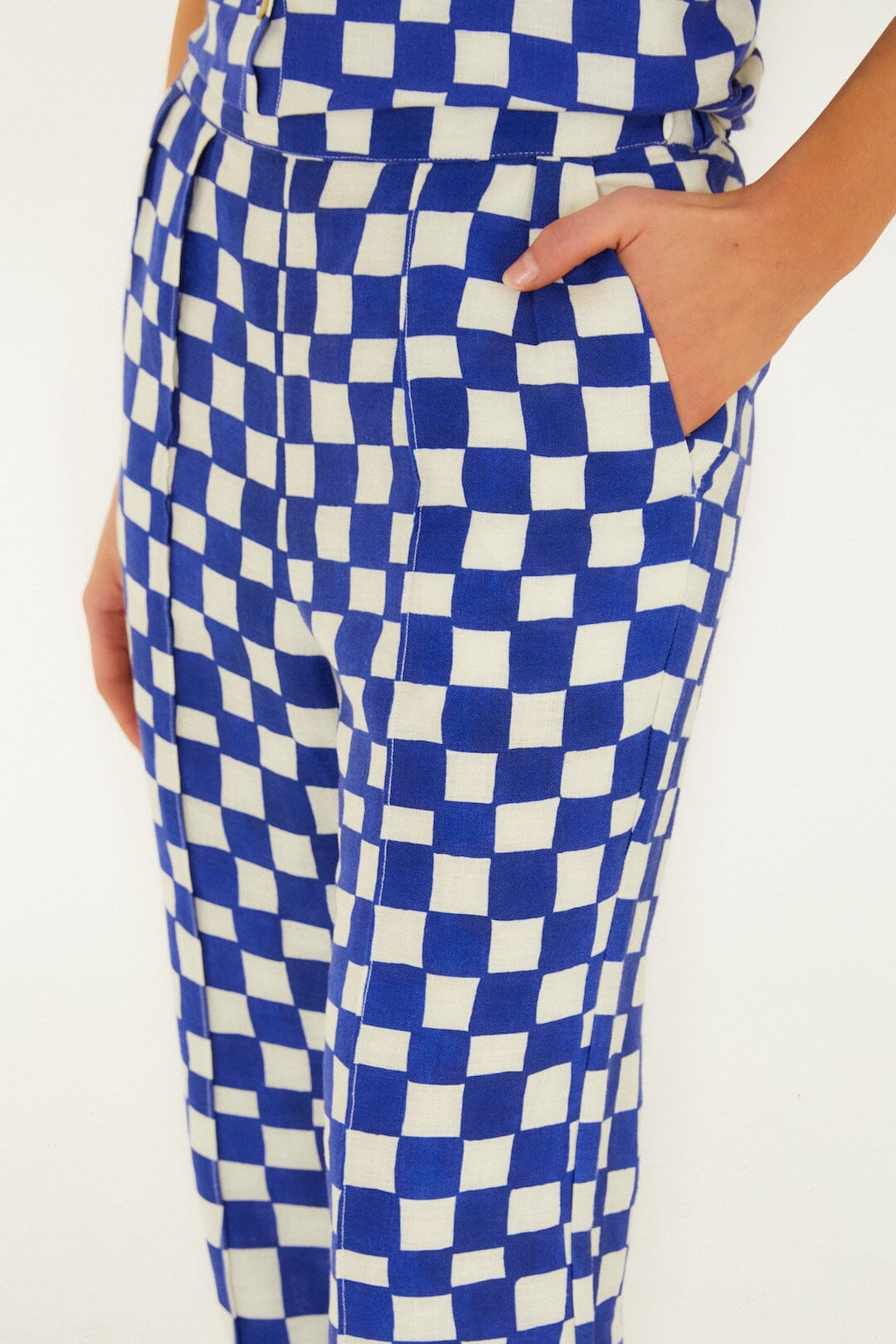 Blue Dream Checkered Lenzing Ecovero Euroflax Pants - FARM Rio DREAM CHECKERED BLUE