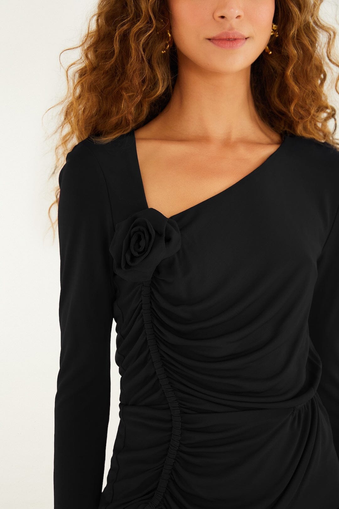 Black Flower Long Sleeves Blouse - FARM Rio BLACK