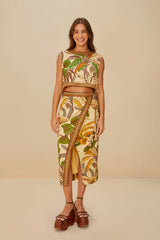 Sand Foliage Sketch Blouse - FARM Rio FOLIAGE SKETCH SAND