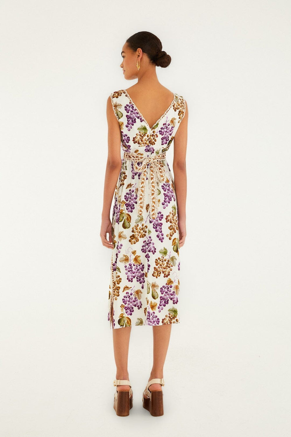 Cream Grape Garden Lenzing Ecovero Viscose Midi Dress - FARM Rio GRAPE GARDEN CREAM