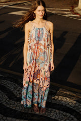 Multicolor Boho Floral Delhi Pleated Maxi Dress - FARM Rio BOHO FLORAL DELHI MIX