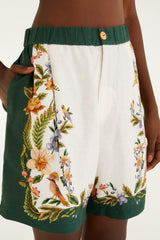 Off-White Nature Lenzing Ecovero Euroflax Shorts - FARM Rio NATURE SAND