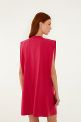 Pink Tropical Rose Padded Shoulders Organic Cotton Mini Dress - FARM Rio PINK