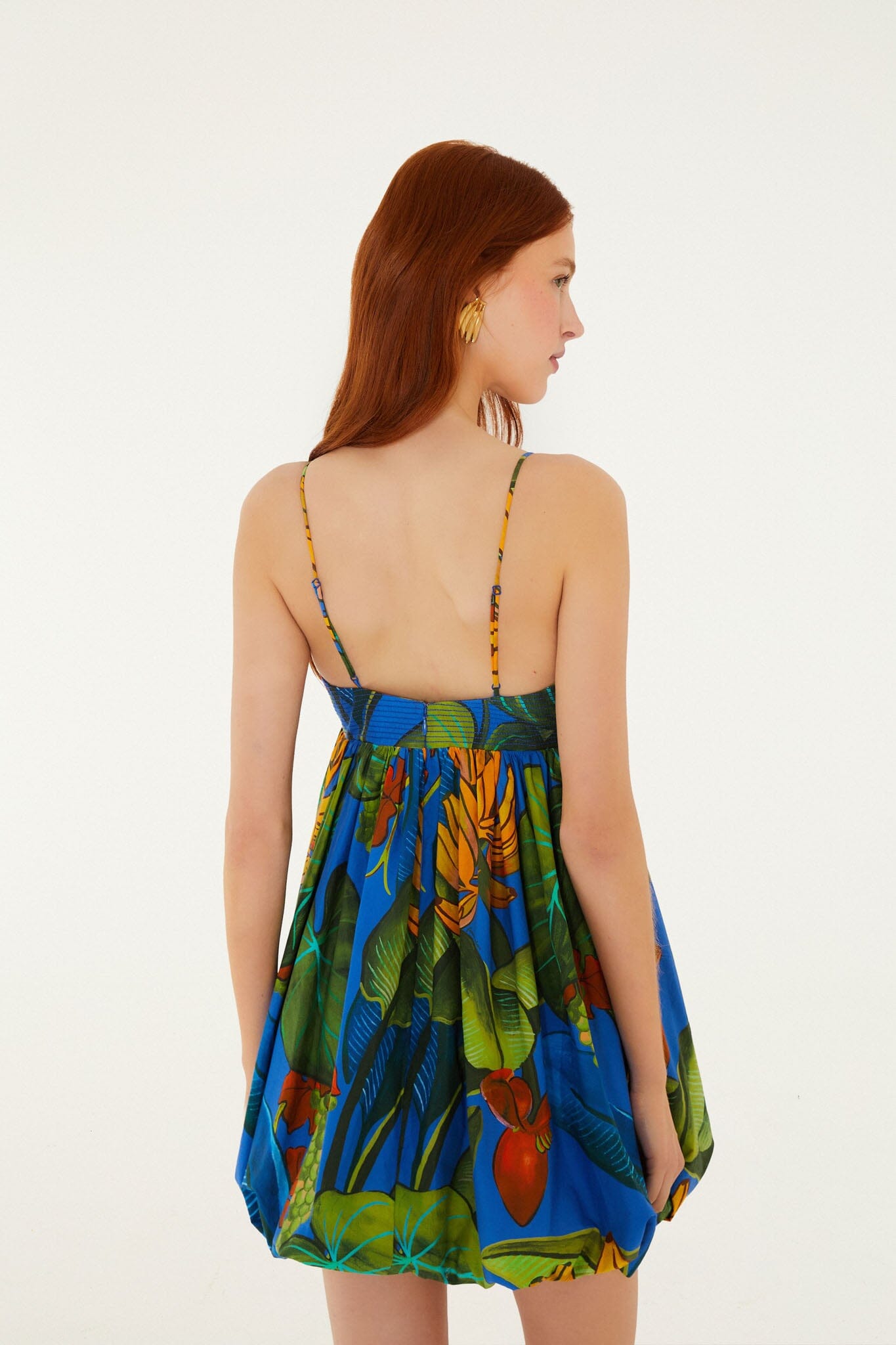 Blue Banana Grapes Sleeveless Organic Cotton Mini Dress - FARM Rio BANANA GRAPES BLUE