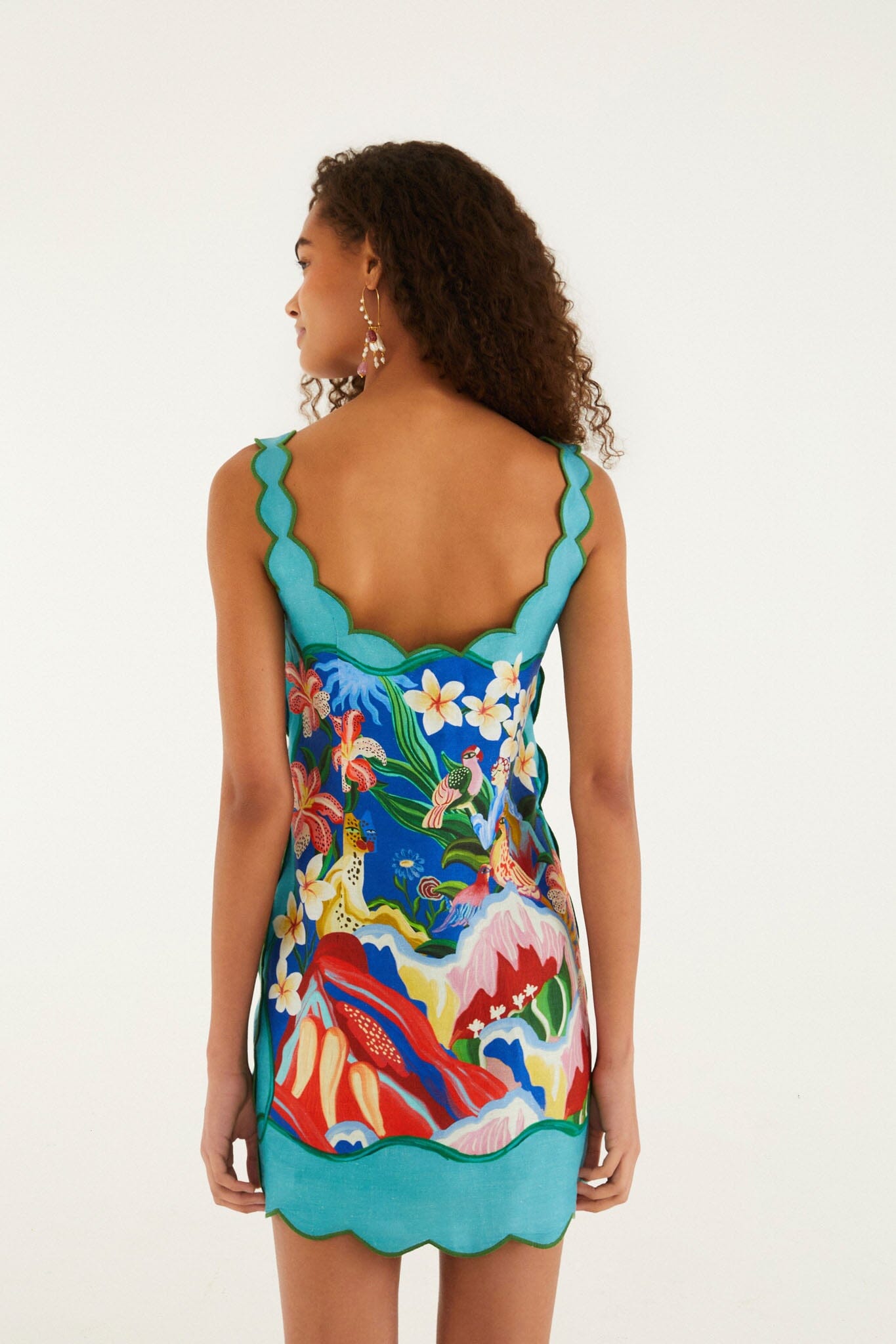 Multicolor Garden Of Life Scarf Scallop Mini Dress - FARM Rio GARDEN OF LIFE SCARF MULTICOLOR