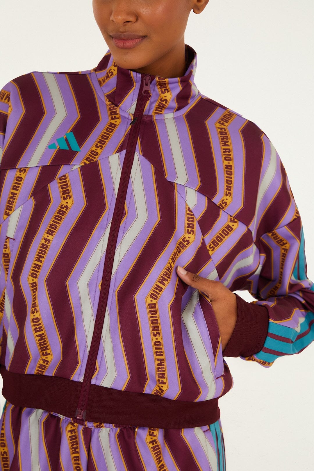 Zig Zag Stripes Lilac Adidas Tiro Jacket - FARM Rio ZIG ZAG STRIPES LILAC