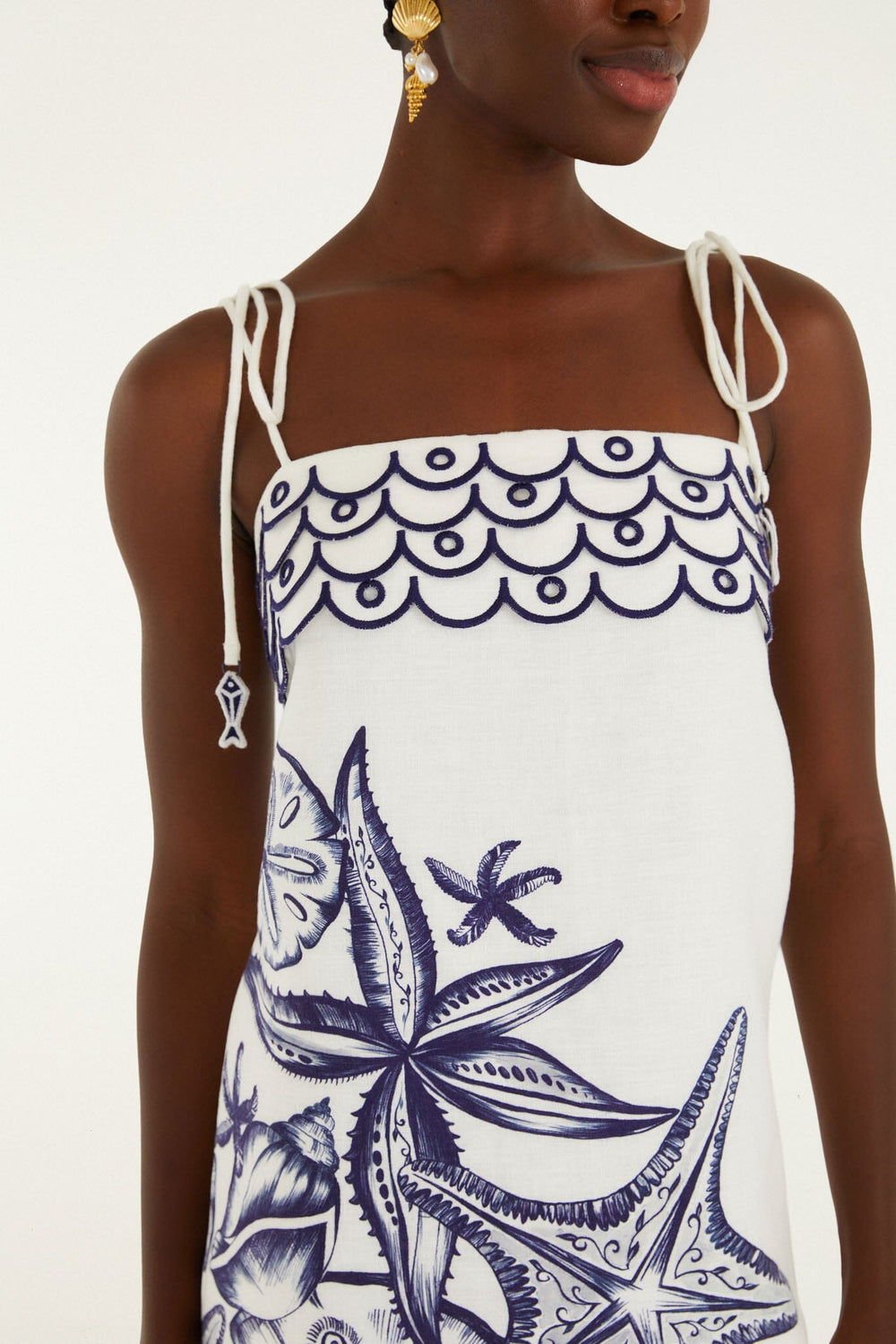 Off-White Coast Stars Euroflax Premium Linen Mini Dress - FARM Rio COAST STARS OFF-WHITE