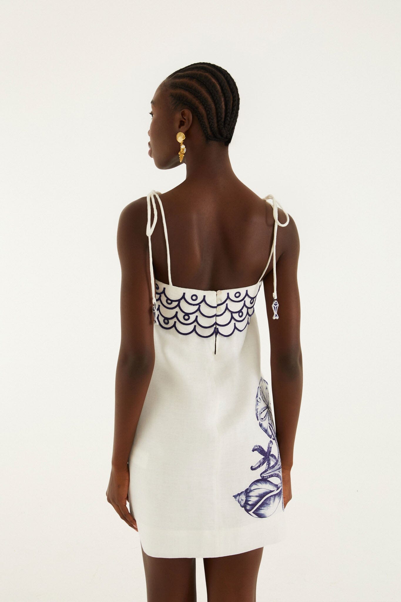 Off-White Coast Stars Euroflax Premium Linen Mini Dress - FARM Rio COAST STARS OFF-WHITE