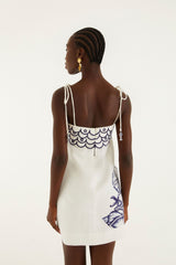 Off-White Coast Stars Euroflax Premium Linen Mini Dress - FARM Rio COAST STARS OFF-WHITE