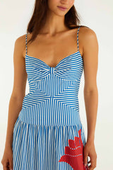 Blue Sky Stripes Sleeveless Midi Dress - FARM Rio SKY STRIPES BLUE