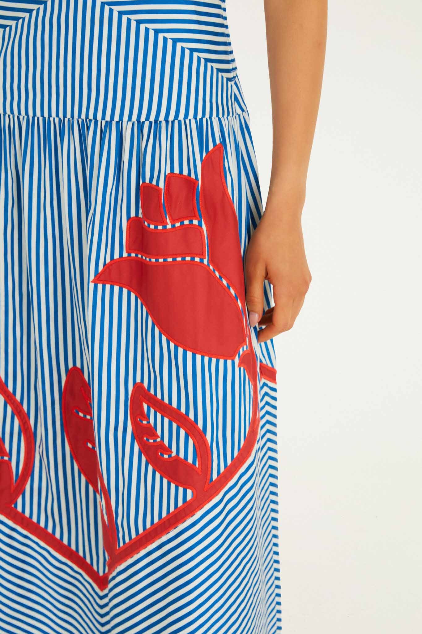 Blue Sky Stripes Sleeveless Midi Dress - FARM Rio SKY STRIPES BLUE