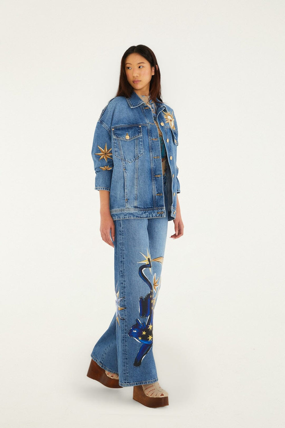 Denim Mystical Sun Printed Jacket - FARM Rio DENIM