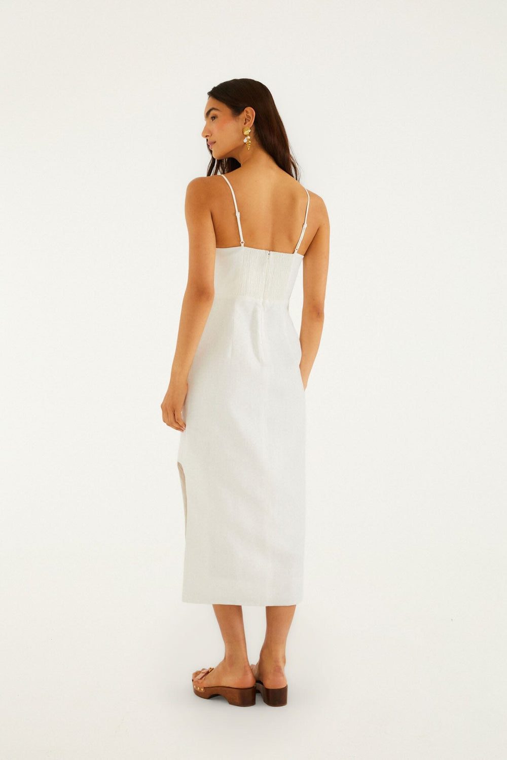 Off-White Shell Bodice Pearl Midi Dress - FARM Rio OFF-WHITE