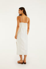 Off-White Shell Bodice Pearl Midi Dress - FARM Rio OFF-WHITE