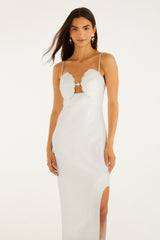 Off-White Shell Bodice Pearl Midi Dress - FARM Rio OFF-WHITE