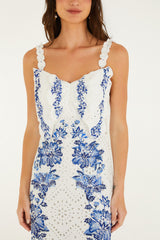 Off-White Beautiful Nature Eyelet Midi Dress - FARM Rio BEAUTIFUL NATURE OFF-WHITE